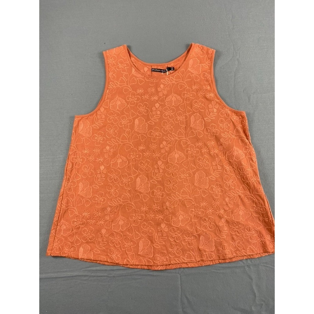 NWT Gudrun Sjoden Blouse Tank Sz L Floral All Over Embroidery Organic Cotton